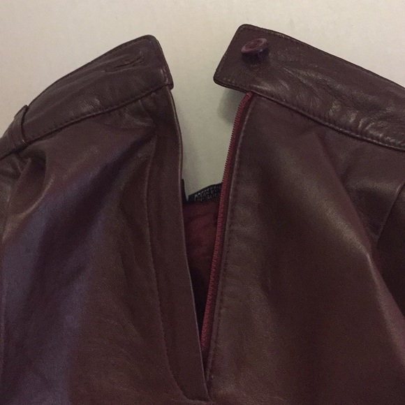 VINTAGE LEATHER SKIRT 80s JAG JEANS Pencil Oxblood Burgundy lined luxury Sz4 - Picture 6 of 9